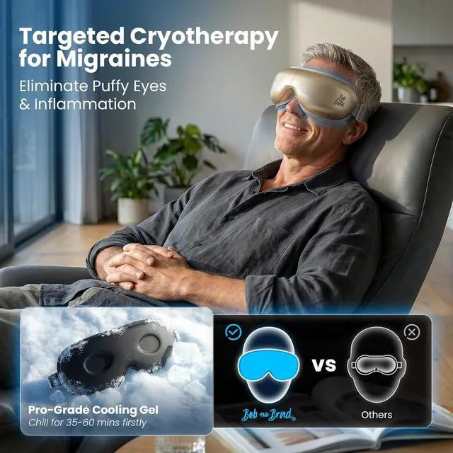 Alt view image 3 of 7 - Bob and Brad Eye Massager with Heat and Cooling,Heated Face EyeOasis 3 Eye Mask for Dry Eyes Strain Relief, Migraines Improve Sleep, Ideal Gifts for Men Women