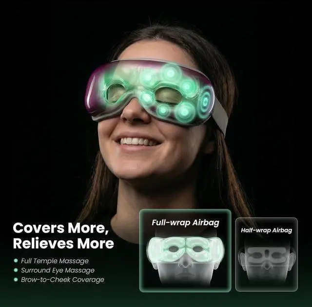 Alt view image 5 of 7 - BOB AND BRAD Eye Massager with Heat and Cooling Therapy, Comfort Music Eye Mask for Migraines, Eye Strain Dry Eye Relief, Heated Face Massager Pain Relief Improve Sleep, FSA HSA Eligible, Idea Gifts