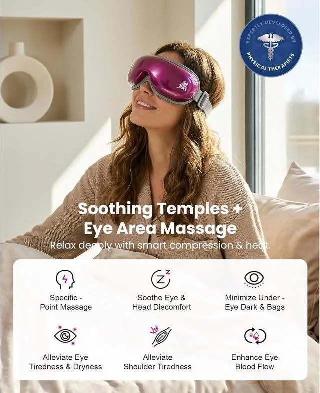 Alt view image 3 of 7 - BOB AND BRAD Eye Massager with Heat and Cooling Therapy, Comfort Music Eye Mask for Migraines, Eye Strain Dry Eye Relief, Heated Face Massager Pain Relief Improve Sleep, FSA HSA Eligible, Idea Gifts