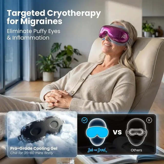 Alt view image 4 of 7 - BOB AND BRAD Eye Massager with Heat and Cooling Therapy, Comfort Music Eye Mask for Migraines, Eye Strain Dry Eye Relief, Heated Face Massager Pain Relief Improve Sleep, FSA HSA Eligible, Idea Gifts