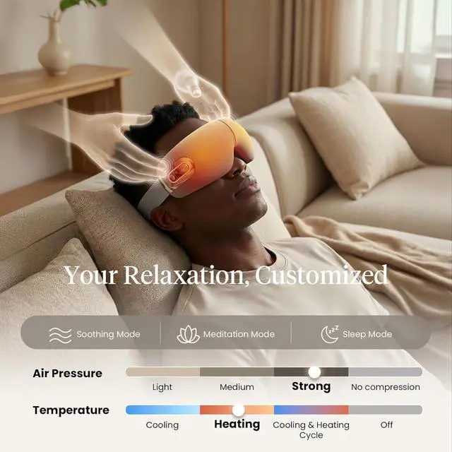 Alt view image 6 of 7 - BOB AND BRAD EYEFLOW Eye Massager with Heat & Cooling, Semiconductor Cold Compress Eye Mask for Migraines & Dry Eyes, Heated Temple Massager, FSA and HSA Eligible