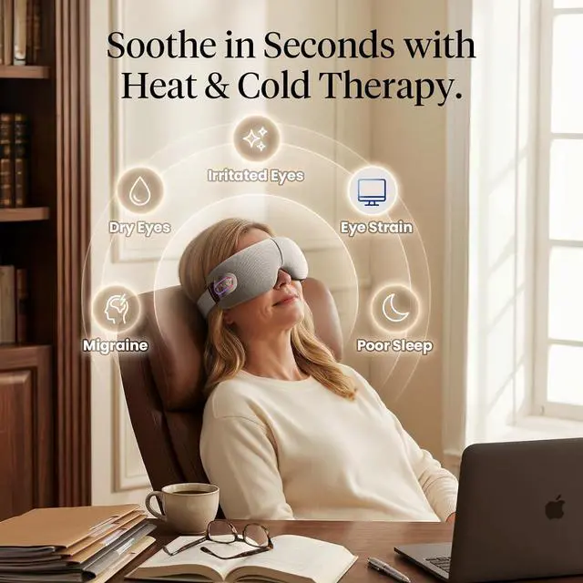 Alt view image 5 of 7 - BOB AND BRAD EYEFLOW Eye Massager with Heat & Cooling, Semiconductor Cold Compress Eye Mask for Migraines & Dry Eyes, Heated Temple Massager, FSA and HSA Eligible