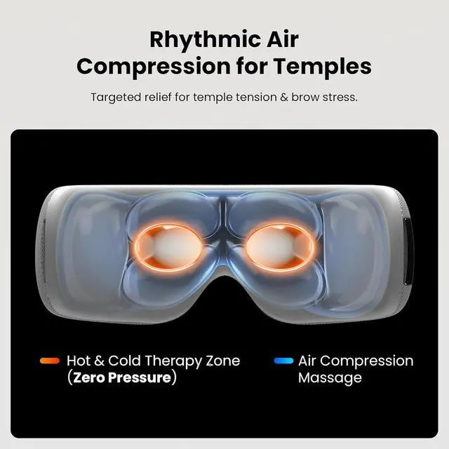 Alt view image 3 of 7 - BOB AND BRAD EYEFLOW Eye Massager with Heat & Cooling, Semiconductor Cold Compress Eye Mask for Migraines & Dry Eyes, Heated Temple Massager, FSA and HSA Eligible