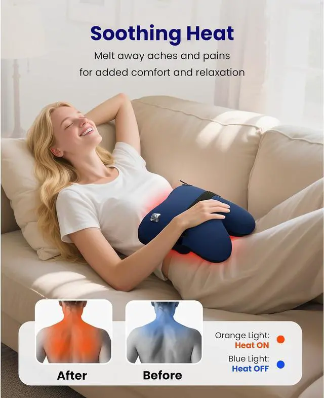 Alt view image 4 of 7 - BOB AND BRAD Back Massager with Heat, Cordless Shiatsu Massagers for Neck and Back, Neck and Shoulder Massager, 3D Kneading Massage Pillow for Muscle Pain Relief, Relaxation Gifts for Women Men