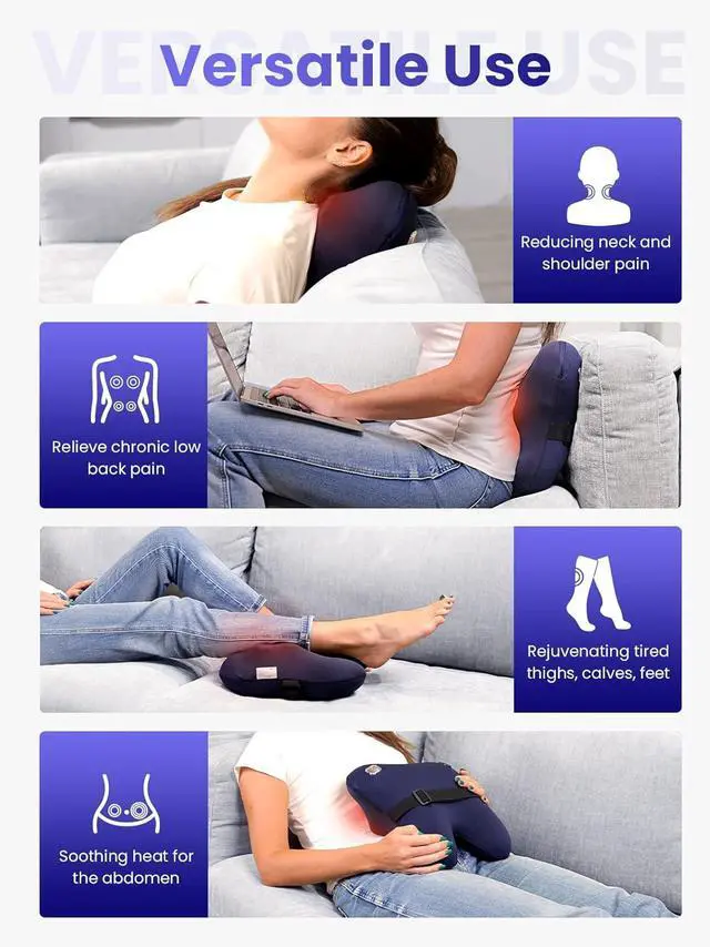 Alt view image 7 of 7 - BOB AND BRAD Back Massager with Heat, Cordless Shiatsu Massagers for Neck and Back, Neck and Shoulder Massager, 3D Kneading Massage Pillow for Muscle Pain Relief, Relaxation Gifts for Women Men
