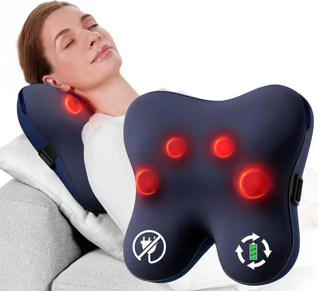 Main image of BOB AND BRAD Back Massager with Heat, Cordless Shiatsu Massagers for Neck and Back, Neck and Shoulder Massager, 3D Kneading Massage Pillow for Muscle Pain Relief, Relaxation Gifts for Women Men