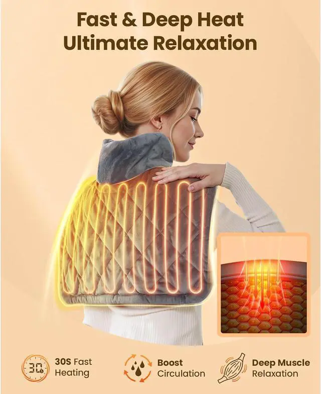 Alt view image 2 of 7 - BOB AND BRAD Weighted Heating Pad for Neck Shoulders and Back, 2.2lb Electric Heating Pad, ETL Certified, Gifts for Women Men Mom Dad, 20"x22"
