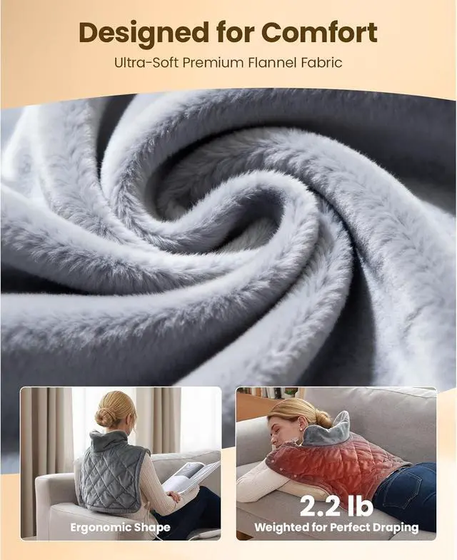 Alt view image 5 of 7 - BOB AND BRAD Weighted Heating Pad for Neck Shoulders and Back, 2.2lb Electric Heating Pad, ETL Certified, Gifts for Women Men Mom Dad, 20"x22"