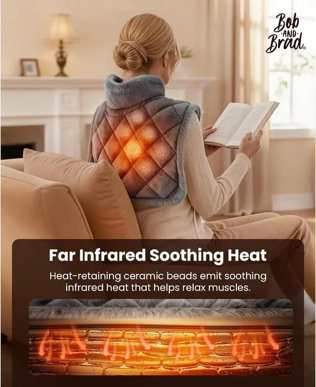 Alt view image 3 of 7 - BOB AND BRAD Weighted Heating Pad for Neck Shoulders and Back, 2.2lb Electric Heating Pad, ETL Certified, Gifts for Women Men Mom Dad, 20"x22"