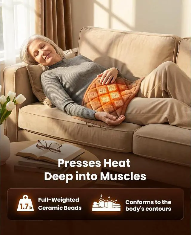 Alt view image 3 of 7 - BOB AND BRAD Weighted Heating Pad with Far Infrared Therapy for Back Pain & Cramps Relief, Adjustable Belt Included, Deeper Muscle Relief for Neck and Shoulders, Knee, Leg, FSA HSA Eligible,Nice Gift
