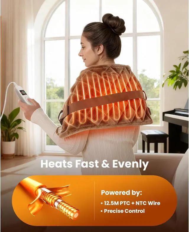 Alt view image 5 of 7 - BOB AND BRAD Weighted Heating Pad with Far Infrared Therapy for Back Pain & Cramps Relief, Adjustable Belt Included, Deeper Muscle Relief for Neck and Shoulders, Knee, Leg, FSA HSA Eligible,Nice Gift