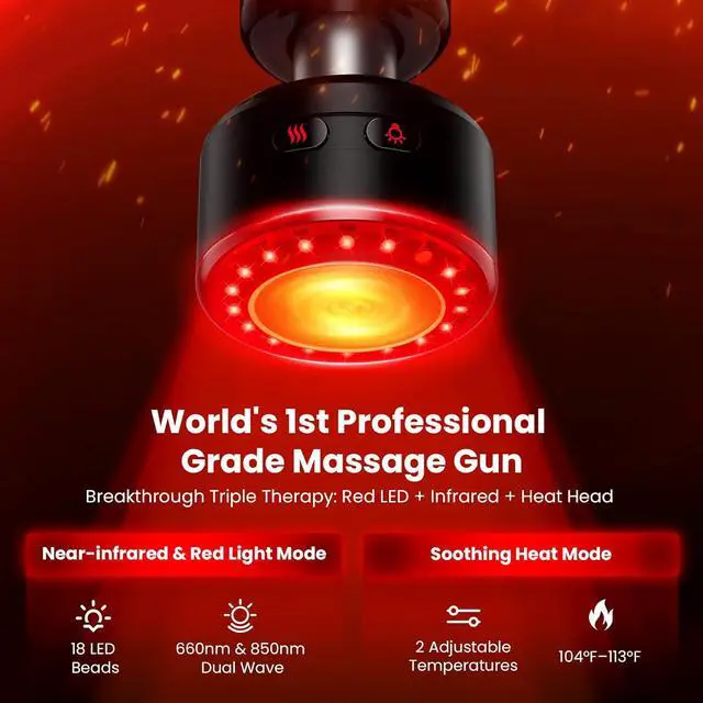 Alt view image 2 of 7 - BOB AND BRAD D6 Ultra Massage Gun with Infrared Light, Deep Tissue Percussion with 16mm Amplitude, Professional Muscle Massager for Athletes, Electric Handheld Massager