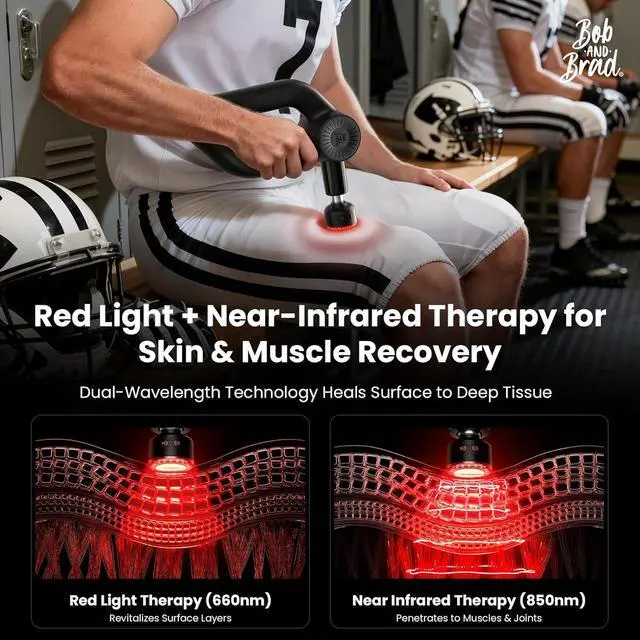 Alt view image 3 of 7 - BOB AND BRAD D6 Ultra Massage Gun with Infrared Light, Deep Tissue Percussion with 16mm Amplitude, Professional Muscle Massager for Athletes, Electric Handheld Massager