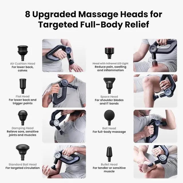 Alt view image 7 of 7 - BOB AND BRAD D6 Ultra Massage Gun with Infrared Light, Deep Tissue Percussion with 16mm Amplitude, Professional Muscle Massager for Athletes, Electric Handheld Massager