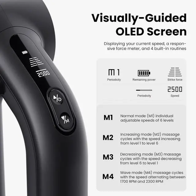 Alt view image 6 of 7 - BOB AND BRAD D6 Ultra Massage Gun with Infrared Light, Deep Tissue Percussion with 16mm Amplitude, Professional Muscle Massager for Athletes, Electric Handheld Massager