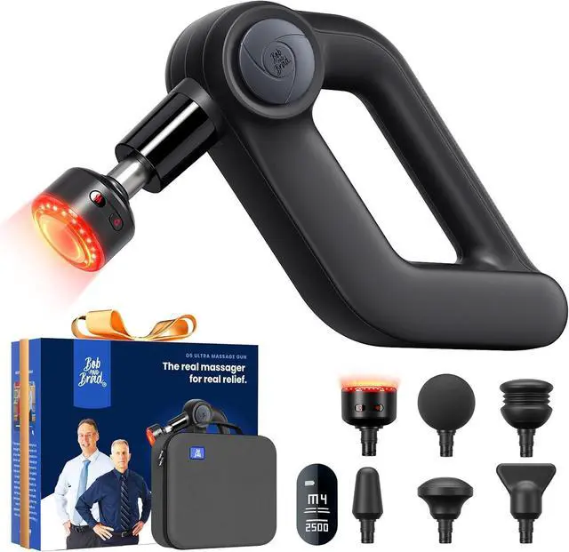 Main image of BOB AND BRAD D5 Ultra Heated Massage Gun with Red Light & Infrared Therapy, Deep Tissue Percussion Massage Gun with 13mm Amplitude, Ergonomic D-Handle for Muscle Recovery