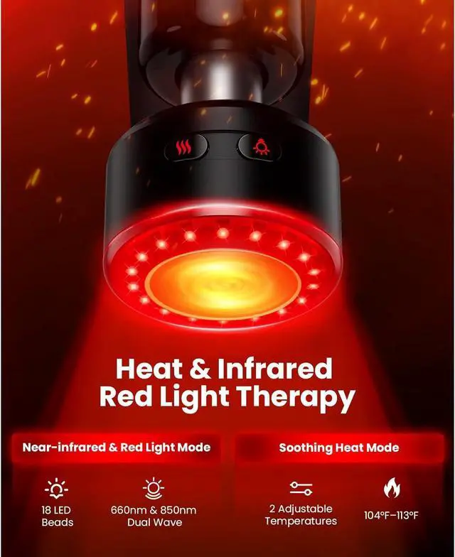 Alt view image 3 of 7 - BOB AND BRAD D5 Ultra Heated Massage Gun with Red Light & Infrared Therapy, Deep Tissue Percussion Massage Gun with 13mm Amplitude, Ergonomic D-Handle for Muscle Recovery
