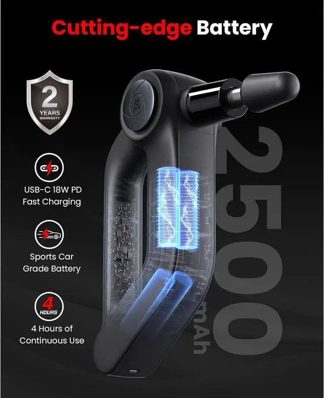 Alt view image 5 of 7 - BOB AND BRAD D5 Ultra Heated Massage Gun with Red Light & Infrared Therapy, Deep Tissue Percussion Massage Gun with 13mm Amplitude, Ergonomic D-Handle for Muscle Recovery