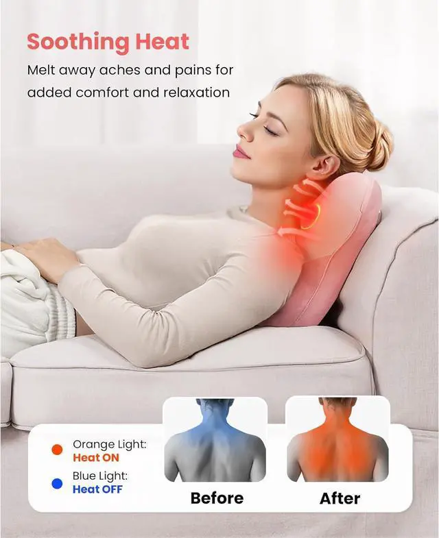 Alt view image 3 of 7 - BOB AND BRAD Back Massager with Heat, EZBack Corded Back Massager for Pain Relief Deep Tissue, Shiatsu Back Massage Pillow, Soothing Muscle Tension Upper & Lower Back Relief