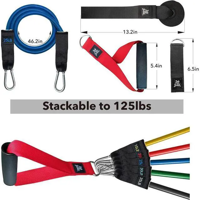 Alt view image 4 of 7 - Bob and Brad Resistance Bands, Resistance Bands Set for Workout Stackable Up to 125 lbs, Handles and Carry Case for Strength, Yoga, Gym