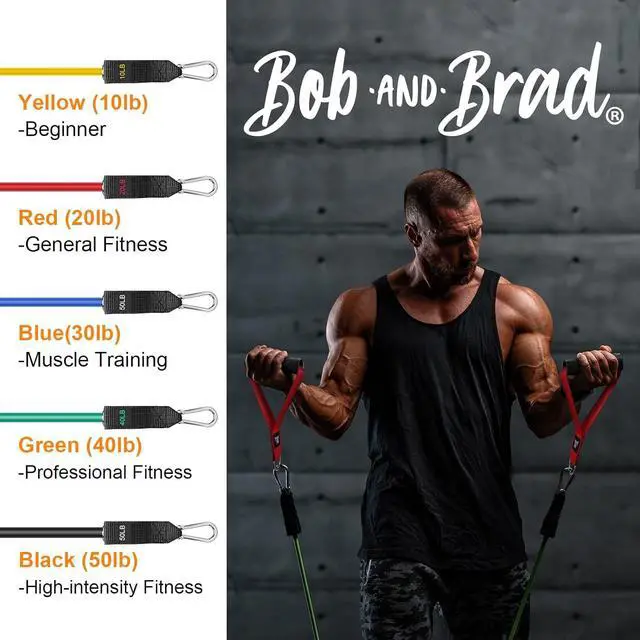 Alt view image 6 of 7 - Bob and Brad Resistance Bands, Resistance Bands Set for Workout Stackable Up to 125 lbs, Handles and Carry Case for Strength, Yoga, Gym