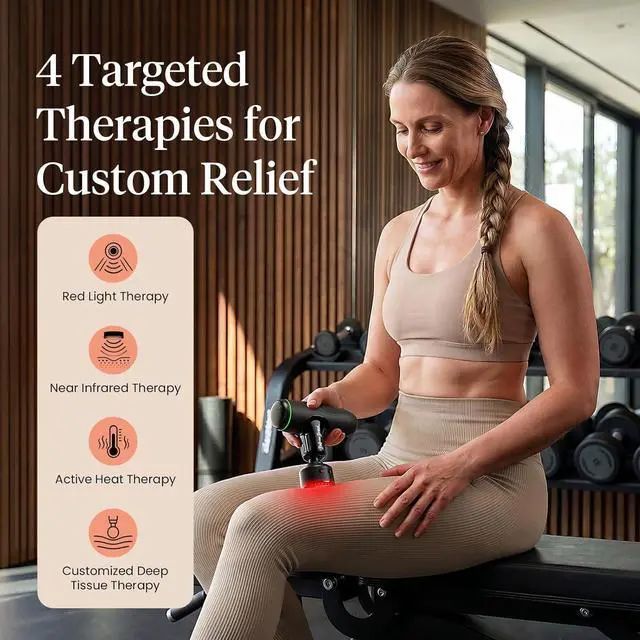 Alt view image 5 of 7 - Bob and Brad Q2 Ultra Max Mini Massage Gun, Deep Tissue Back Handheld Massager with Infrared Heat Therapy, 5-11mm Amplitude