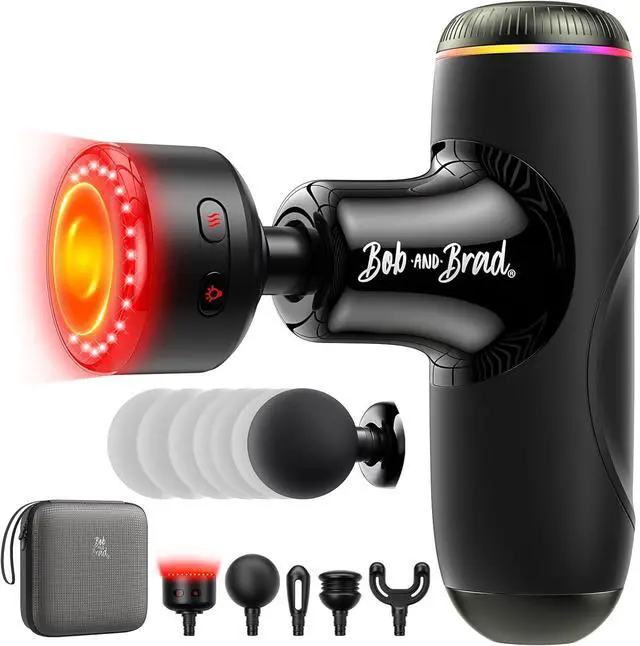 Main image of Bob and Brad Q2 Ultra Max Mini Massage Gun, Deep Tissue Back Handheld Massager with Infrared Heat Therapy, 5-11mm Amplitude