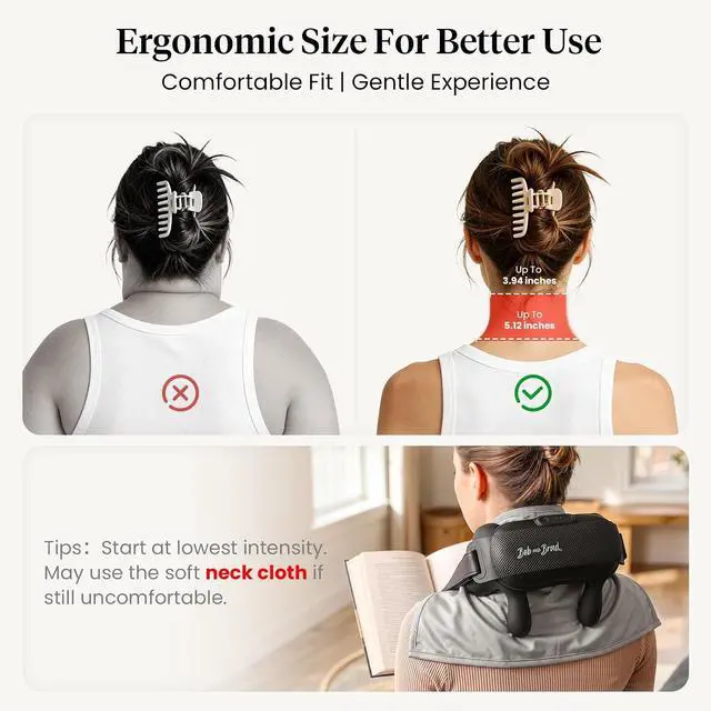 Alt view image 4 of 7 - Bob and Brad Neck Massager with Near Infrared Heat & Red Light, Wearable Deep Tissue Kneading Shoulder Massager, iNeck Go Hands-Free Deep Pain Relief, Gift for Women Men