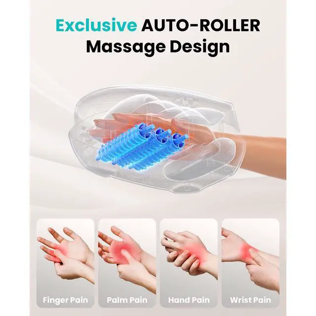 Alt view image 3 of 7 - Auto-Roller Portable Handheld Massager, Heat, Compression for Hand Pain Relief