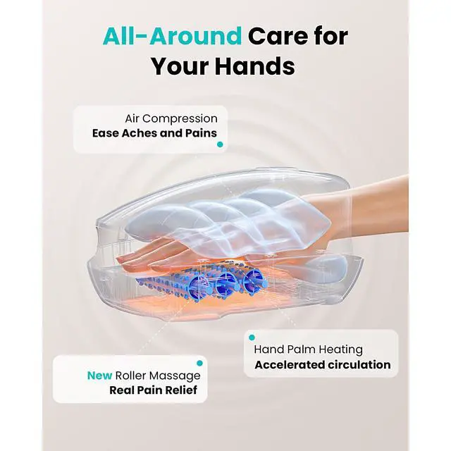 Alt view image 2 of 7 - Auto-Roller Portable Handheld Massager, Heat, Compression for Hand Pain Relief