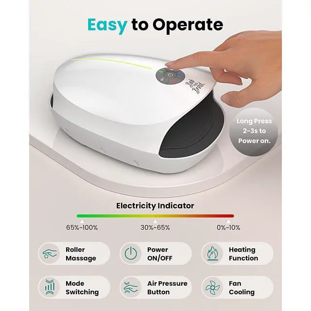 Alt view image 5 of 7 - Auto-Roller Portable Handheld Massager, Heat, Compression for Hand Pain Relief