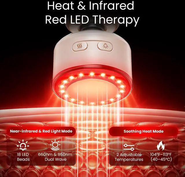 Alt view image 3 of 7 - Bob and Brad Q2 Ultra Mini Massage Gun with Red LED Therapy Infrared Heat, 5 speeds, 5 heads, Carry Case
