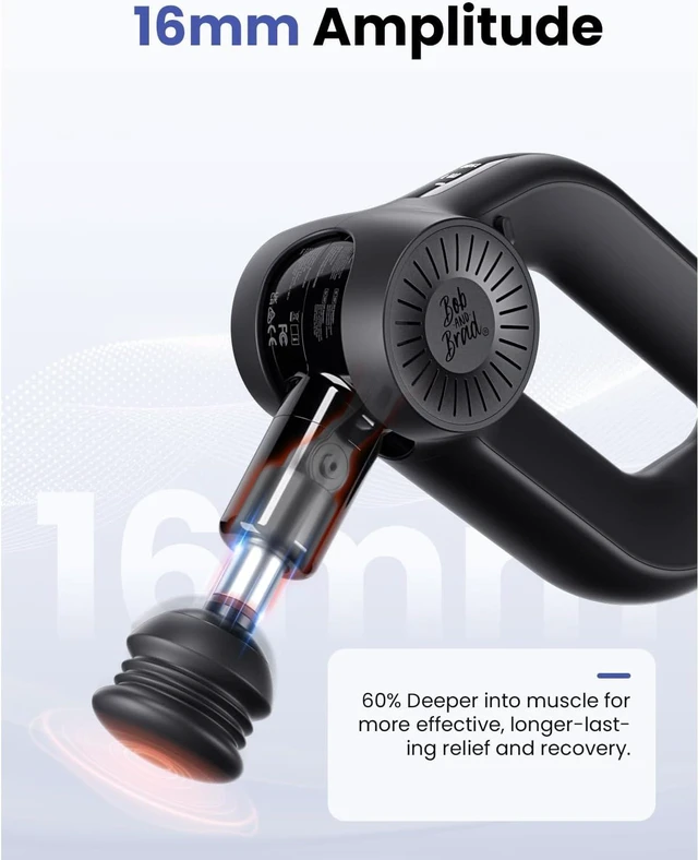 Alt view image 2 of 7 - Bob and Brad D6 Pro Percussion Massage Gun, Deep Tissue Muscle Massager with 16mm Amplitude & 85lbs Stall Force, Quiet Electric Massager for Athletes