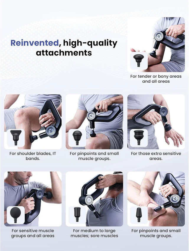 Alt view image 6 of 7 - Bob and Brad D6 Pro Percussion Massage Gun, Deep Tissue Muscle Massager with 16mm Amplitude & 85lbs Stall Force, Quiet Electric Massager for Athletes