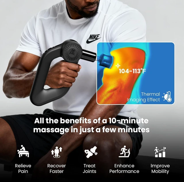 Alt view image 5 of 7 - Bob and Brad D6 Pro Max+ Massage Gun, Heat & Cold Therapy, 16mm Amplitude Deep Tissue Percussion, Quiet Professional Muscle Massager for Athletes