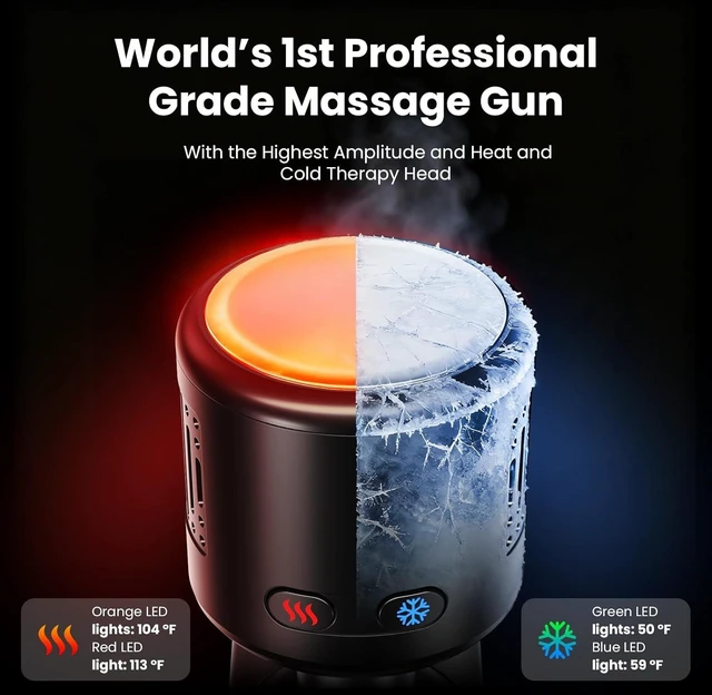 Alt view image 2 of 7 - Bob and Brad D6 Pro Max+ Massage Gun, Heat & Cold Therapy, 16mm Amplitude Deep Tissue Percussion, Quiet Professional Muscle Massager for Athletes