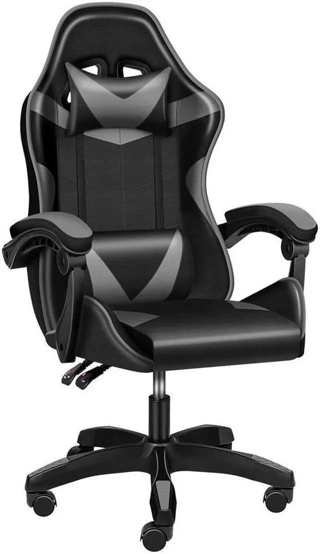 Main image of steelway Gaming Chair Office Chair Desk Chair Computer Chair, Cheap Gaming Chair for Adults, Racing Gamer Chair with Massage Lumbar Support, ergonomic office chair with wheels(Black and Gray)