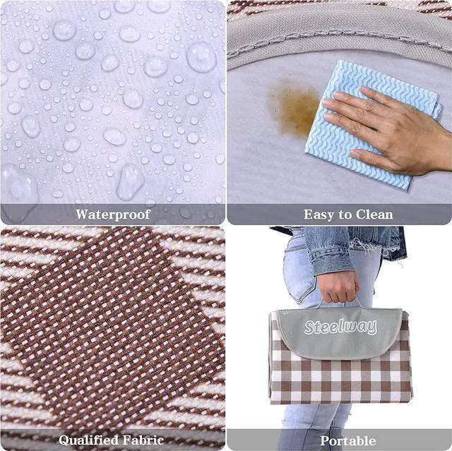 Alt view image 5 of 7 - steelway Picnic Blankets,Extra Large Beach Blanket,Waterproof Sandproof Picnic Blanket Foldable Outdoor Mat for Travel Park Grass,Beach, Picnic, Campining,Kids ,118''x59''