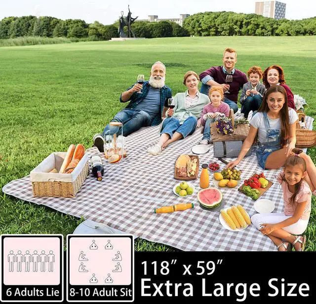 Alt view image 6 of 7 - steelway Picnic Blankets,Extra Large Beach Blanket,Waterproof Sandproof Picnic Blanket Foldable Outdoor Mat for Travel Park Grass,Beach, Picnic, Campining,Kids ,118''x59''