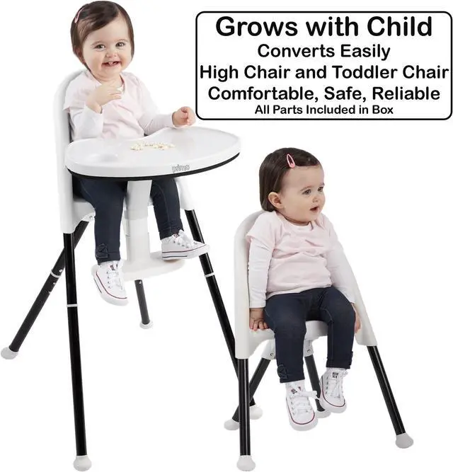 Alt view image 2 of 7 - Primo Cozy TOT Deluxe Convertible Folding High Chair & Toddler Chair, Black/White