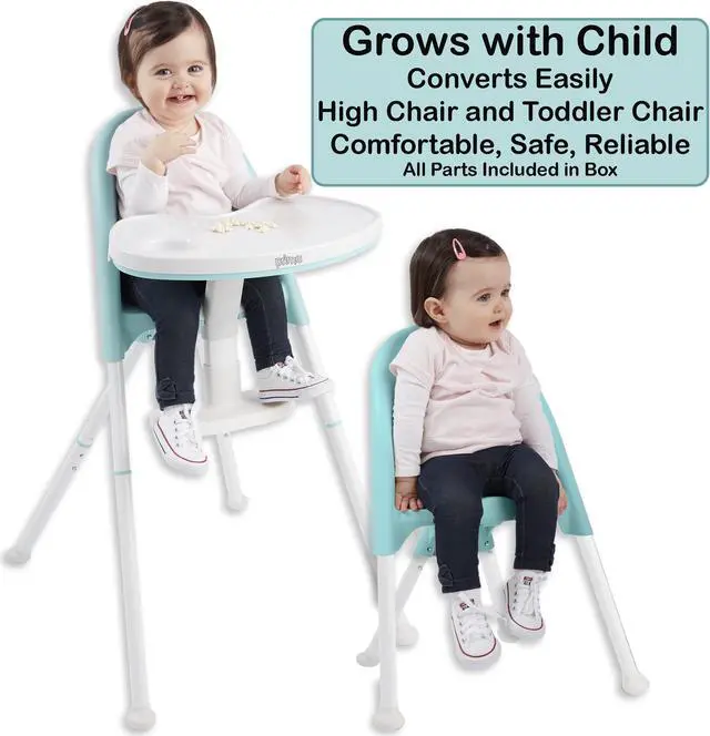 Alt view image 2 of 7 - Primo Cozy TOT Deluxe Convertible Folding High Chair & Toddler Chair, Teal/White