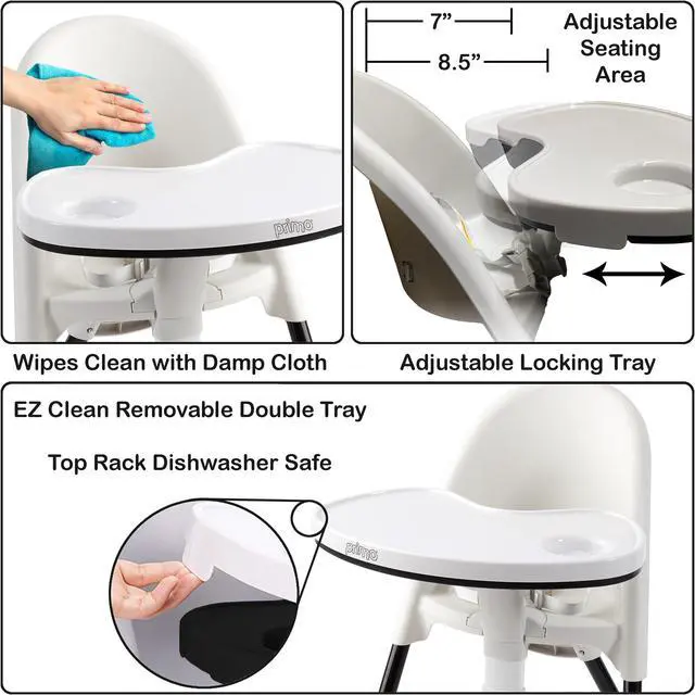 Alt view image 4 of 7 - Primo Cozy TOT Deluxe Convertible Folding High Chair & Toddler Chair, Black/White