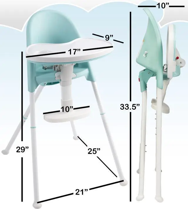 Alt view image 6 of 7 - Primo Cozy TOT Deluxe Convertible Folding High Chair & Toddler Chair, Teal/White