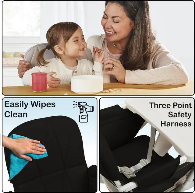 Alt view image 5 of 7 - Primo PopUp Folding High Chair - Folds Flat to Store Easily, Travel and Stowable Folding High Chair, Black/White