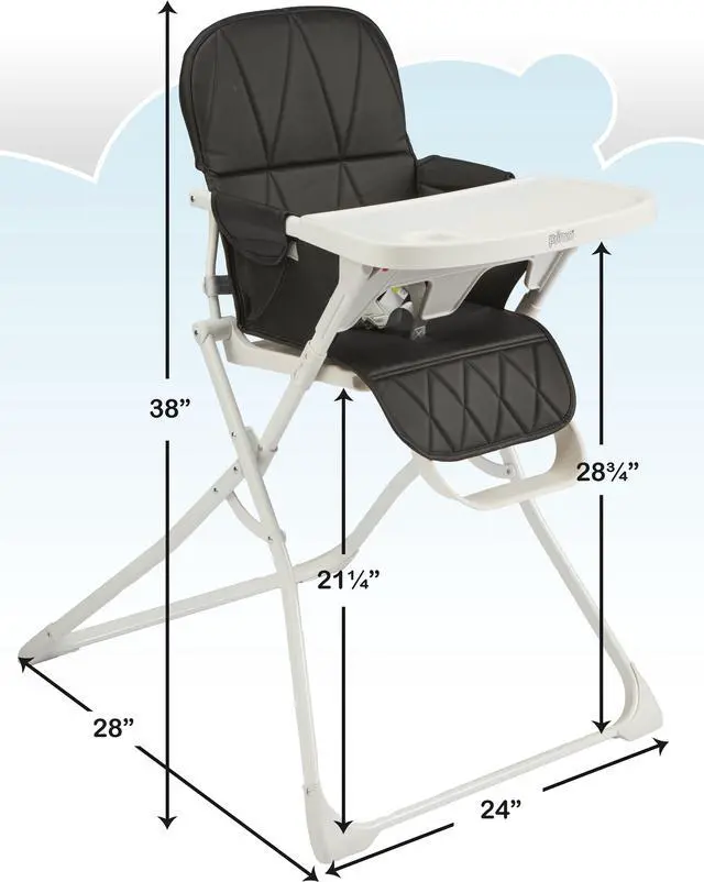 Alt view image 7 of 7 - Primo PopUp Folding High Chair - Folds Flat to Store Easily, Travel and Stowable Folding High Chair, Black/White