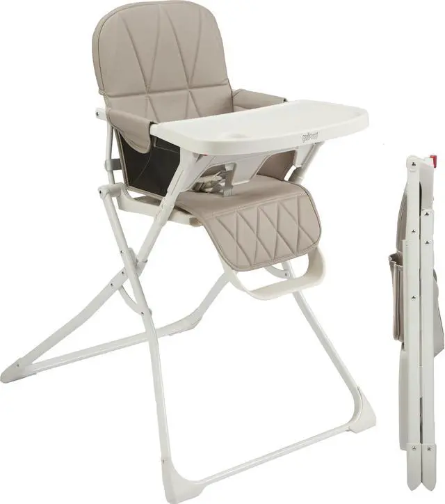 Alt view image 2 of 7 - Primo PopUp Folding High Chair - Folds Flat to Store Easily, Travel and Stowable Folding High Chair, Taupe