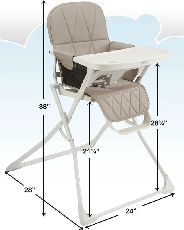 Alt view image 5 of 7 - Primo PopUp Folding High Chair - Folds Flat to Store Easily, Travel and Stowable Folding High Chair, Taupe