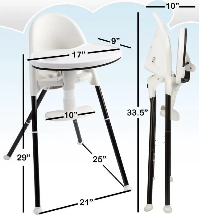 Alt view image 5 of 7 - Primo Cozy TOT Deluxe Convertible Folding High Chair & Toddler Chair, Black/White