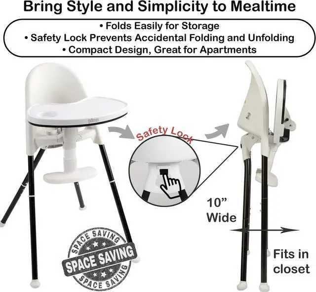 Alt view image 3 of 7 - Primo Cozy TOT Deluxe Convertible Folding High Chair & Toddler Chair, Black/White