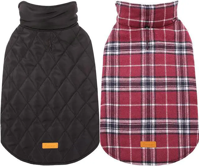Main image of Kuoser Dog Coats Dog Jackets Waterproof Coats for Dogs Windproof Cold Weather Coats Small Medium Large Dog Clothes Reversible British Style Plaid Dog Sweaters Pets Apparel Winter Vest for Dog Red XS